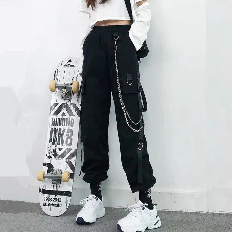 Women Cargo Pants/Harem Pants/Punk Pockets Jogger Trousers