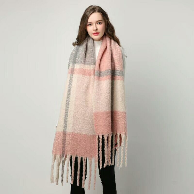 Cashmere Women Plaid Scarf, Winter Warm Shawl