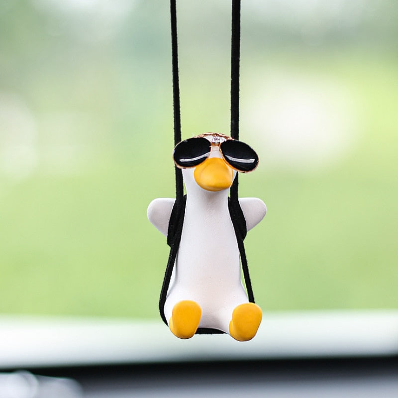 Gypsum Cute Anime Car Accessorie, Swing Duck Pendant, Auto Rearview Mirror Ornaments