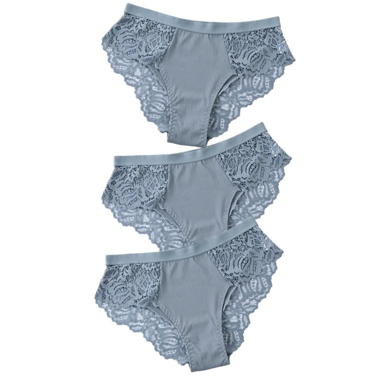 3 Pcs Cotton Lace Panties for Female