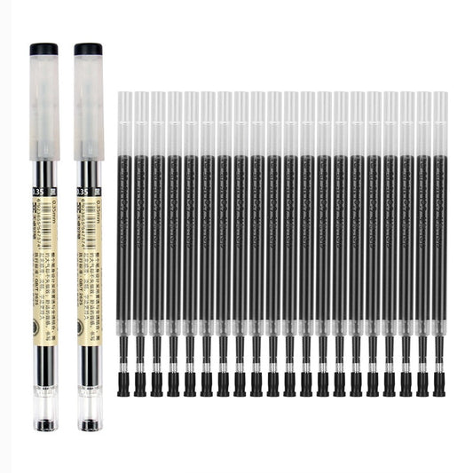 11Pcs/Lot 0.35mm Ultra Fine Finance Gel Pen, Black/Blue/Red ink Refills Rods Gel pen