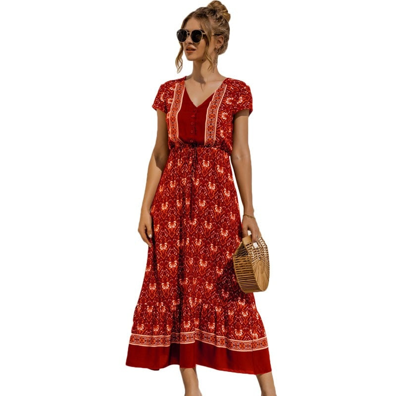 Viscose Women Summer Boho Dress, Bohemian Maxi