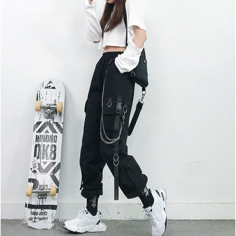 Women Cargo Pants/Harem Pants/Punk Pockets Jogger Trousers