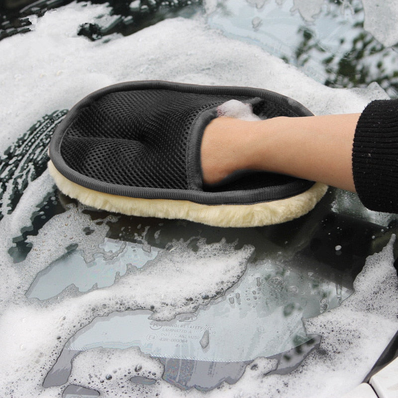 Car Styling Wool Soft Car Washing Gloves, Cleaning Brush for Car, Motorcycle