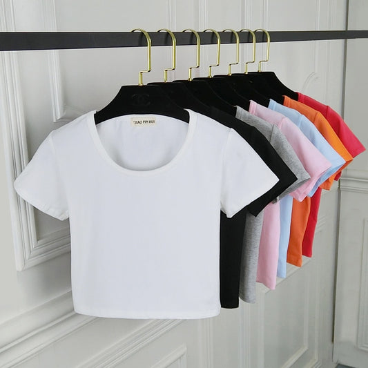 Casual Solid Cotton T-Shirt/Short Sleeve