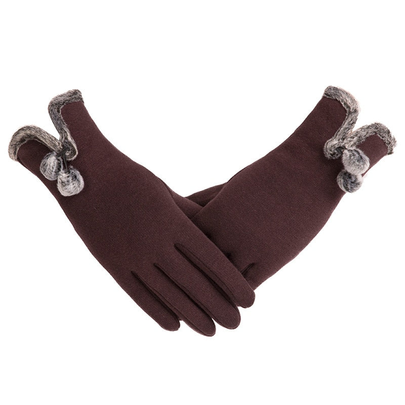 Winter Non-Inverted Velvet Cashmere Full Finger Warm Lace Gloves