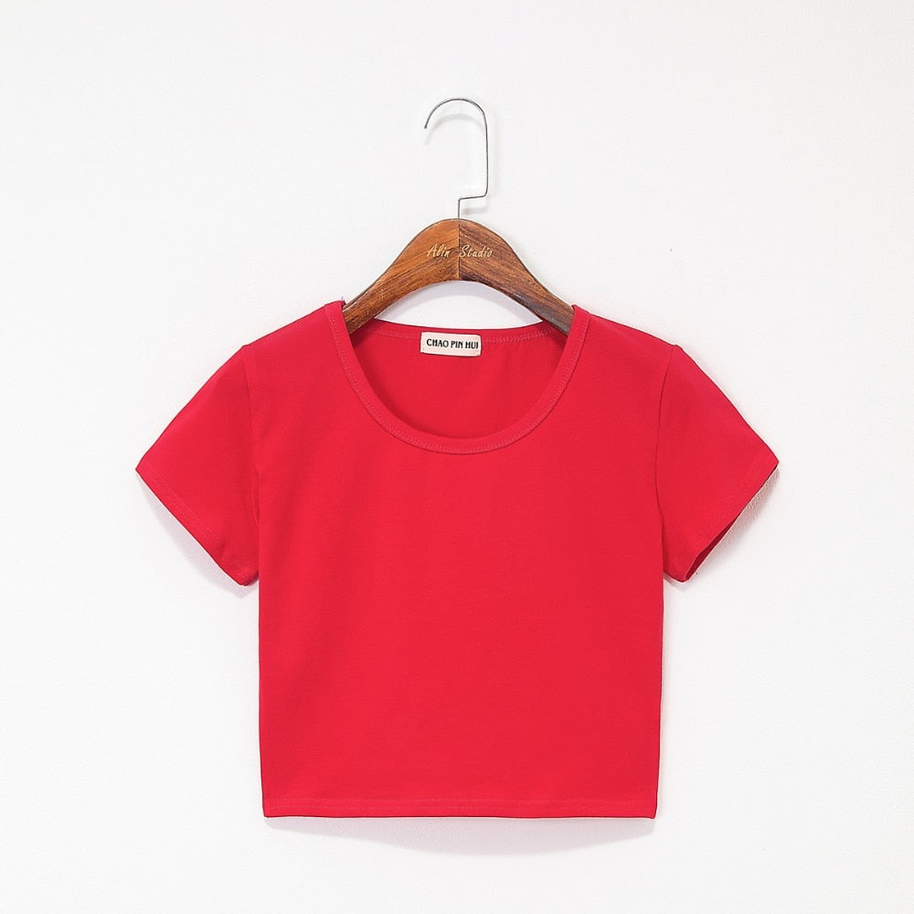 Casual Solid Cotton T-Shirt/Short Sleeve