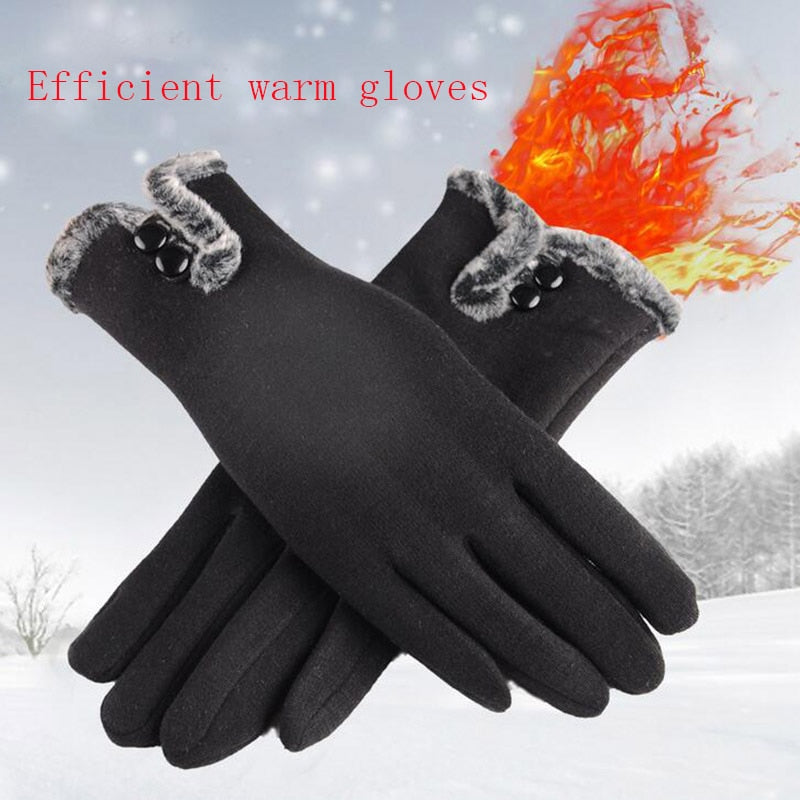 Winter Non-Inverted Velvet Cashmere Full Finger Warm Lace Gloves