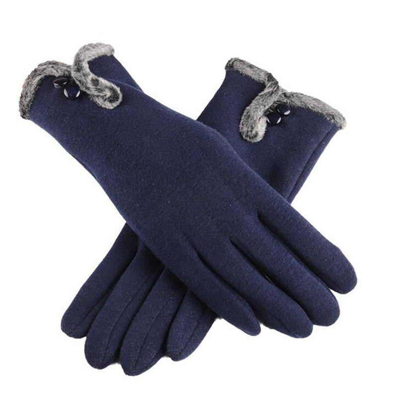 Winter Non-Inverted Velvet Cashmere Full Finger Warm Lace Gloves