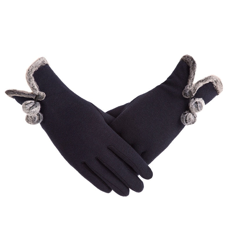 Winter Non-Inverted Velvet Cashmere Full Finger Warm Lace Gloves