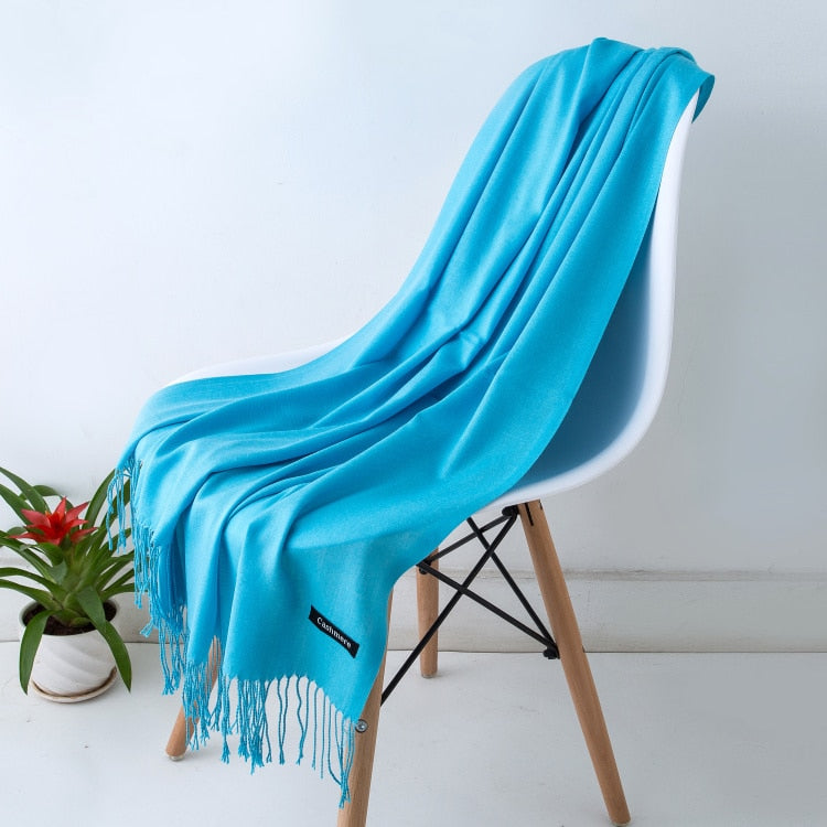 Winter Women Scarf Thin Shawls and Wraps Lady Solid Female Hijab Stoles Long Cashmere Pashmina Foulard Head Scarves