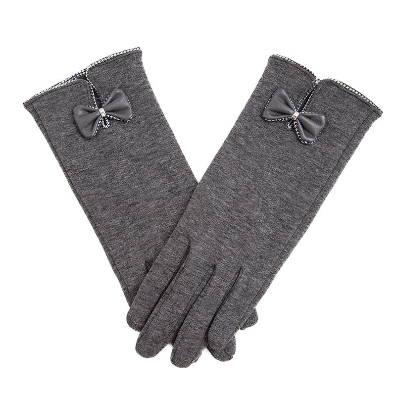 Winter Non-Inverted Velvet Cashmere Full Finger Warm Lace Gloves