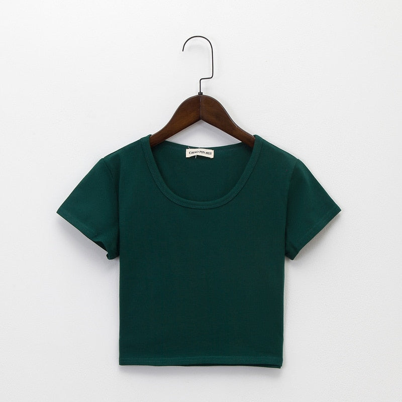 Casual Solid Cotton T-Shirt/Short Sleeve