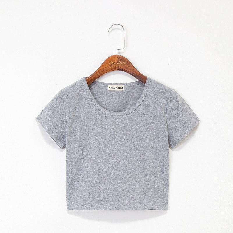 Casual Solid Cotton T-Shirt/Short Sleeve