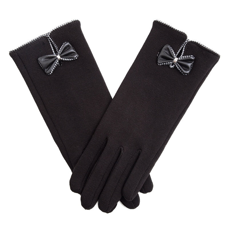 Winter Non-Inverted Velvet Cashmere Full Finger Warm Lace Gloves