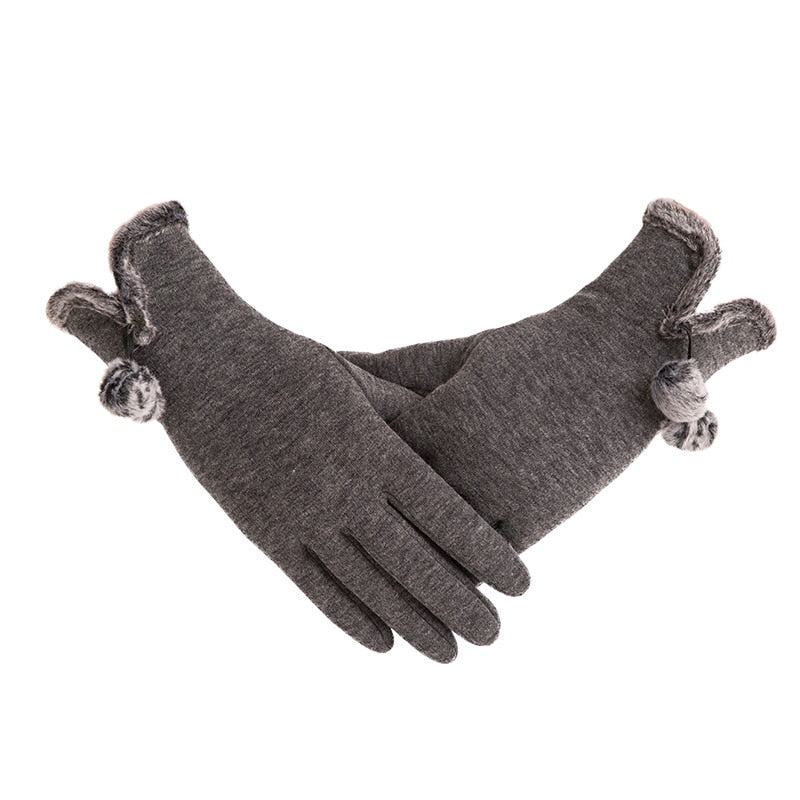 Winter Non-Inverted Velvet Cashmere Full Finger Warm Lace Gloves