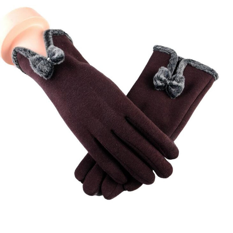 Winter Non-Inverted Velvet Cashmere Full Finger Warm Lace Gloves