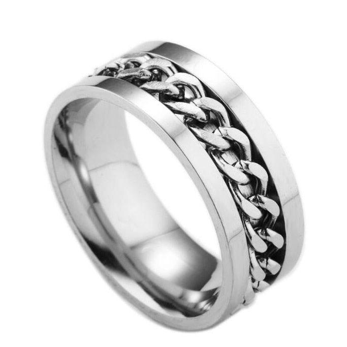 Stainless Steel Rotatable Men's Couple Ring/High Quality Spinner Chain Rotable Rings