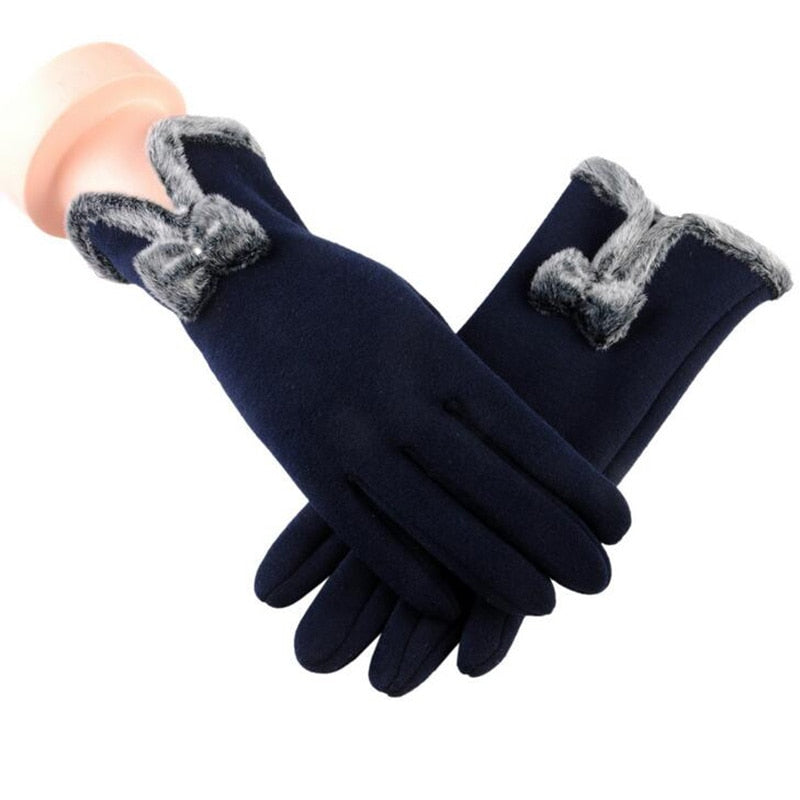 Winter Non-Inverted Velvet Cashmere Full Finger Warm Lace Gloves