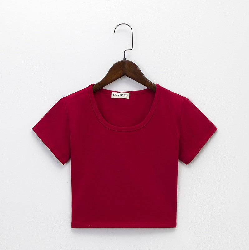 Casual Solid Cotton T-Shirt/Short Sleeve