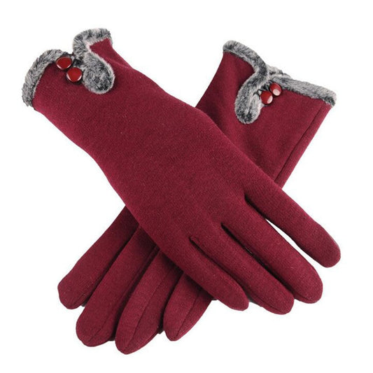 Winter Non-Inverted Velvet Cashmere Full Finger Warm Lace Gloves
