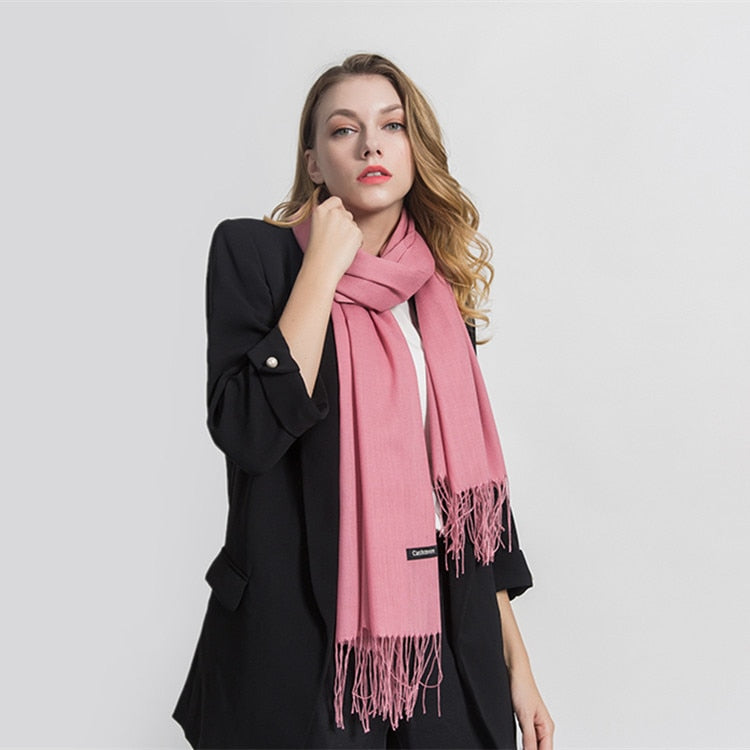 Winter Vrouwen Sjaal Dunne Sjaals en Wraps Lady Solid Vrouwelijke Hijab Stola Lange Kasjmier Pashmina Foulard Hoofd Sjaals