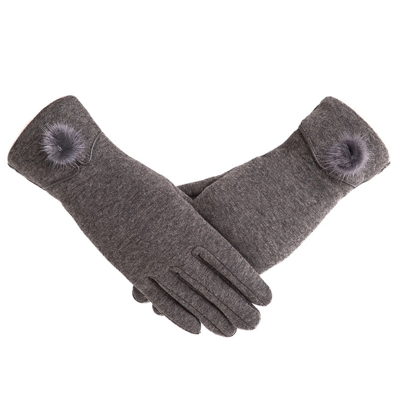 Winter Non-Inverted Velvet Cashmere Full Finger Warm Lace Gloves