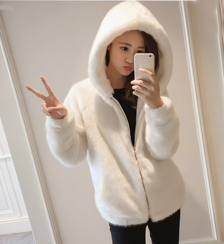 Rabbit imitation fur winter grass mink faux fur coat