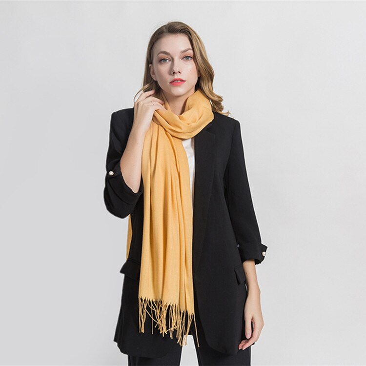 Winter Vrouwen Sjaal Dunne Sjaals en Wraps Lady Solid Vrouwelijke Hijab Stola Lange Kasjmier Pashmina Foulard Hoofd Sjaals