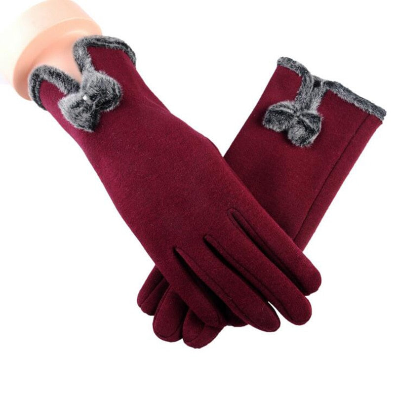 Winter Non-Inverted Velvet Cashmere Full Finger Warm Lace Gloves