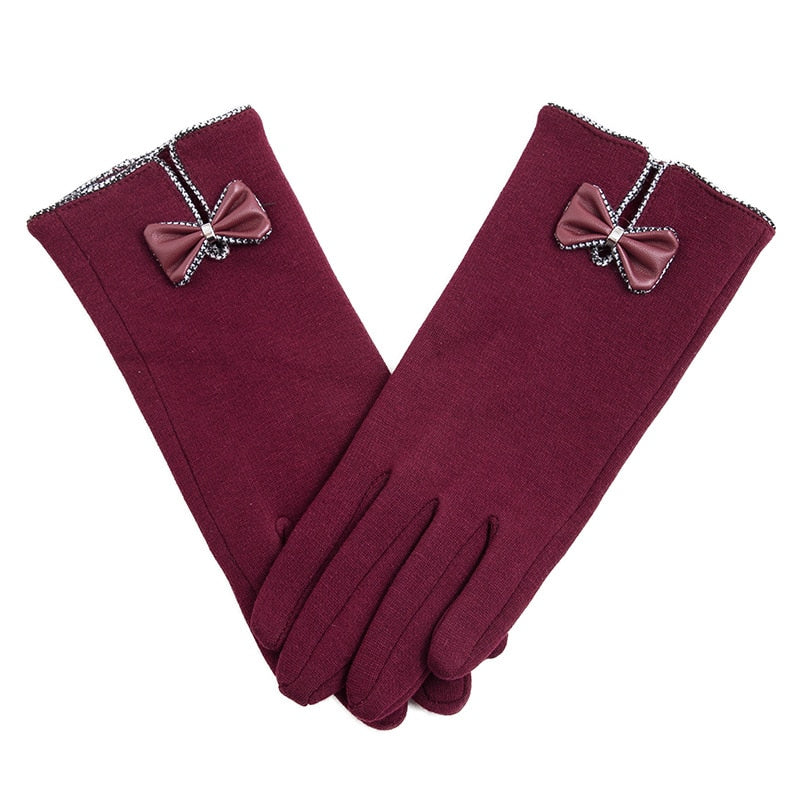 Winter Non-Inverted Velvet Cashmere Full Finger Warm Lace Gloves