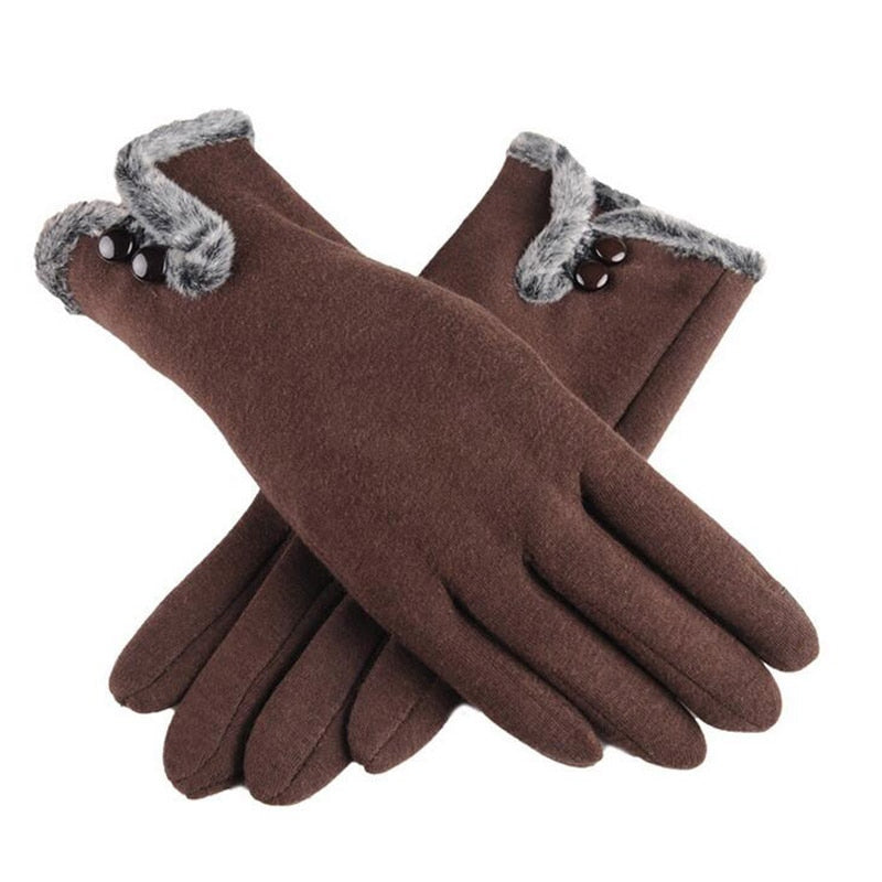 Winter Non-Inverted Velvet Cashmere Full Finger Warm Lace Gloves