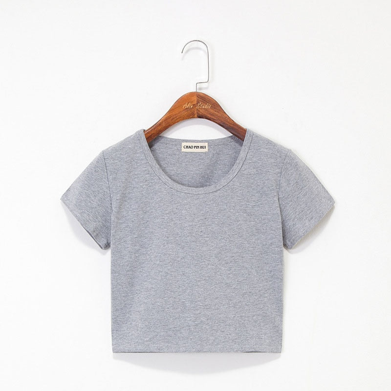 Casual Solid Cotton T-Shirt/Short Sleeve