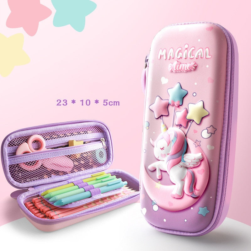 3D unicorn pencil box, Cartoon stationery box