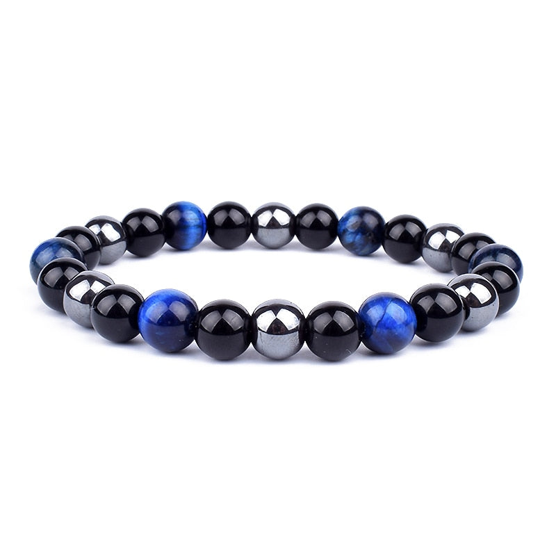 Natural Black Obsidian Hematite Tiger Eye Beads Bracelets/Magnetic Health Protection