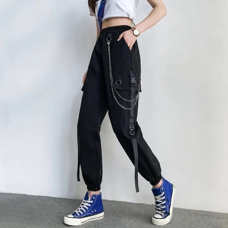 Women Cargo Pants/Harem Pants/Punk Pockets Jogger Trousers