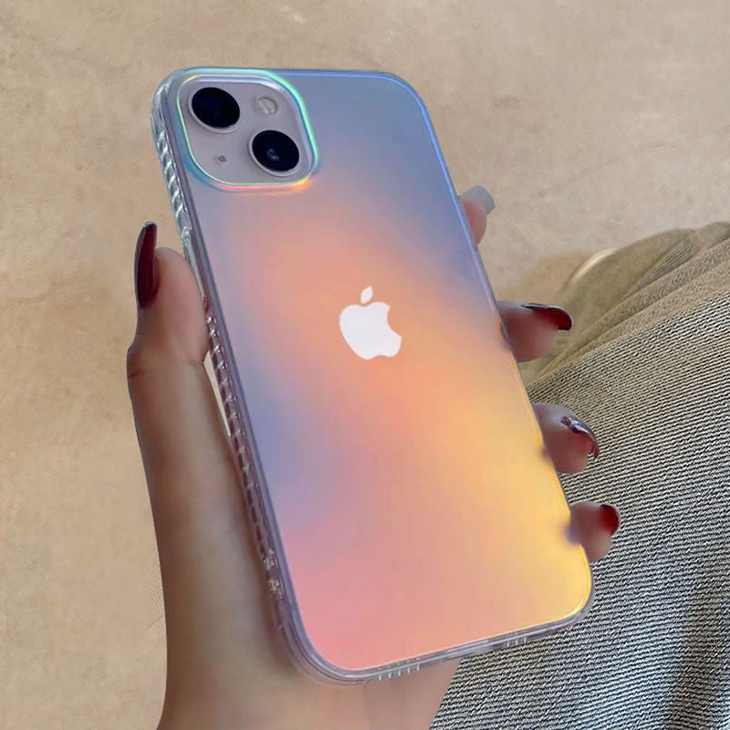 Matte Aurora Laser Gradient Phone Case For iPhone