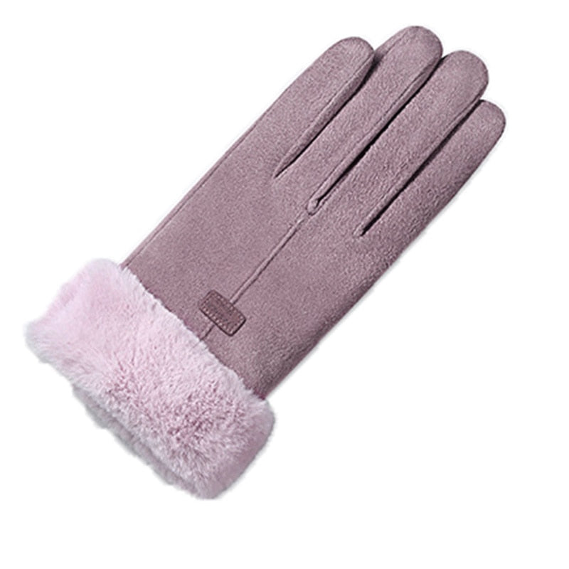 Winter Non-Inverted Velvet Cashmere Full Finger Warm Lace Gloves