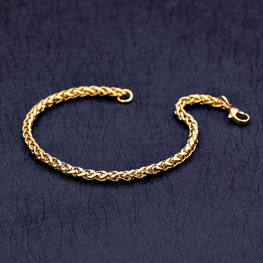 Stainless Steel Plated Gold Keel Chain Bracelet