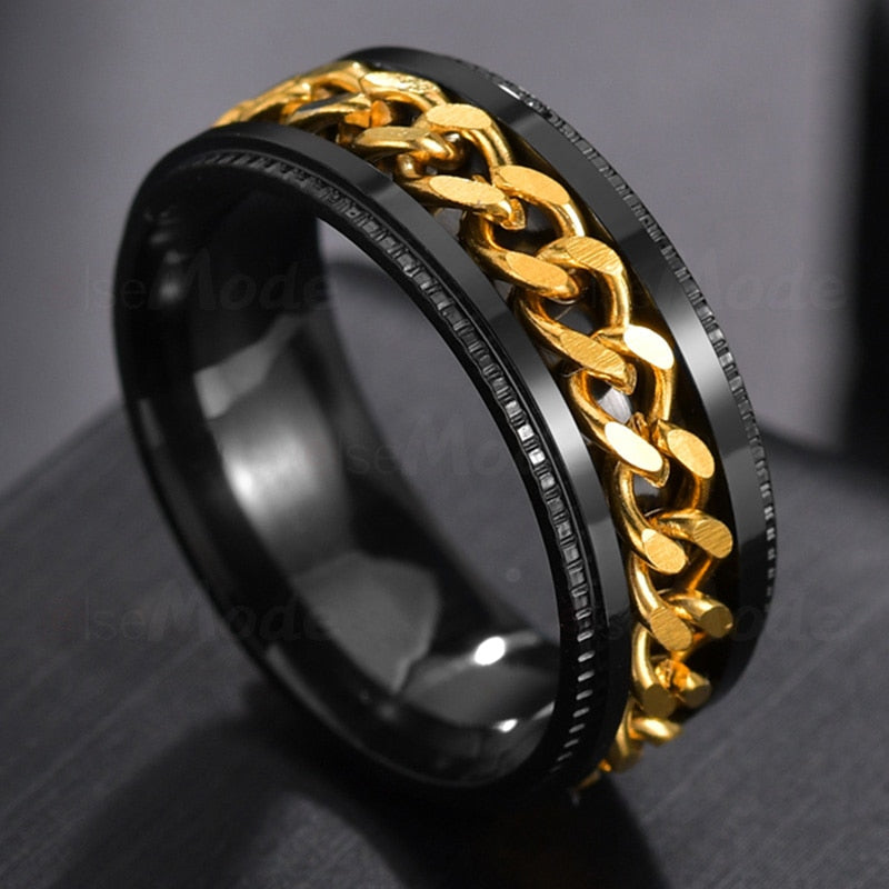 Stainless Steel Rotatable Men's Couple Ring/High Quality Spinner Chain Rotable Rings