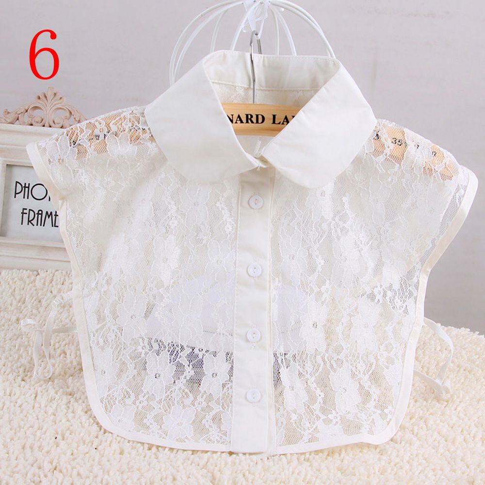 Women Cotton Lace Fake Collar Blouse