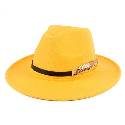 Winter Wide Brim Fedora Hat, Women Men Belt Panama Jazz Cap, Trilby Felt Vintage Hats