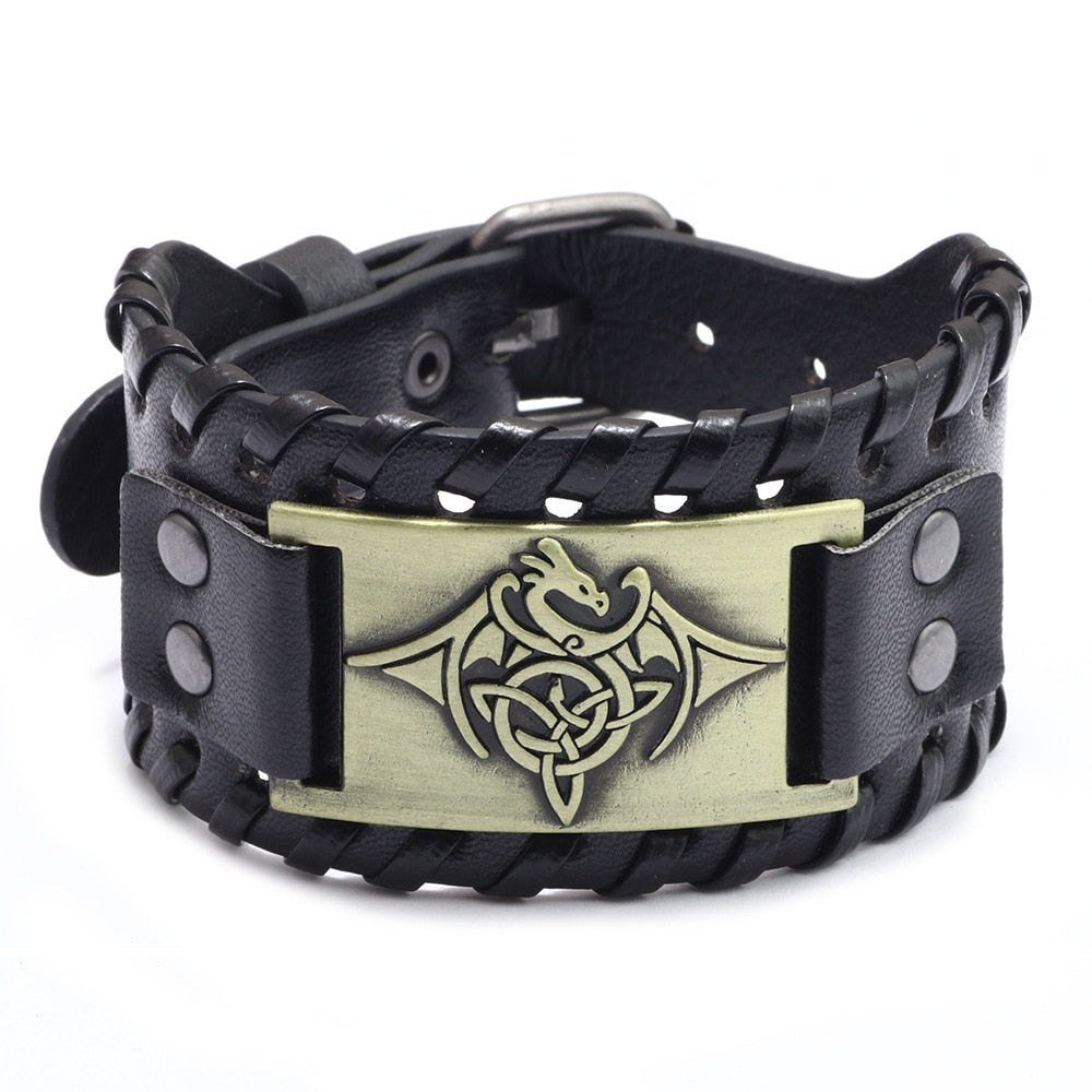 Leather Nordic Rune Bracelet Men's Bracelet