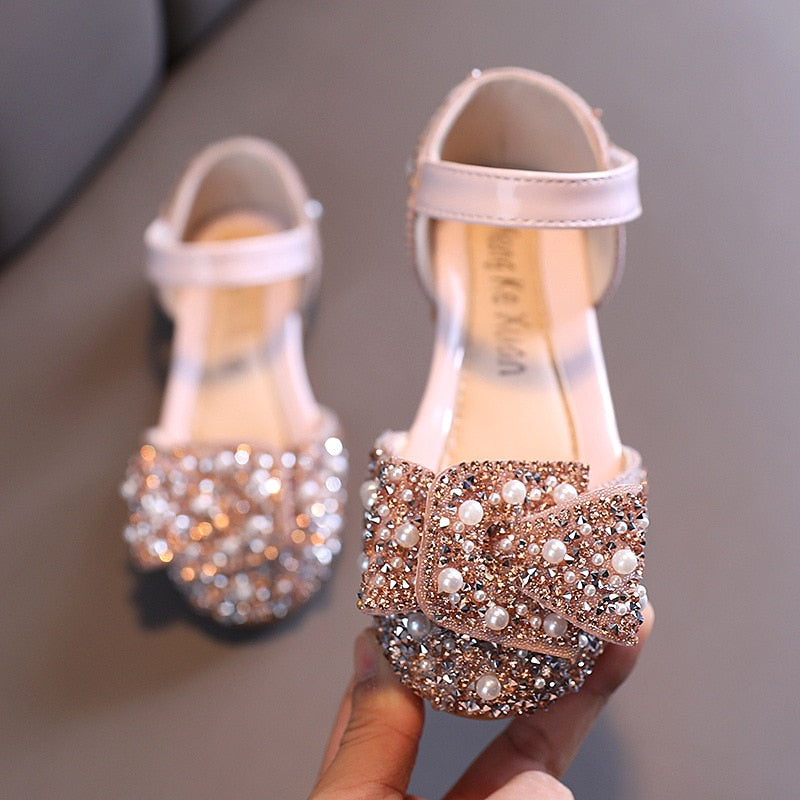 Childrens Shoes, Pearl Rhinestones Shining Kids Princess Shoes