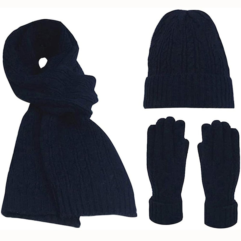 Women's Scarf Sets, Winter Knitted Hat Scarf Gloves