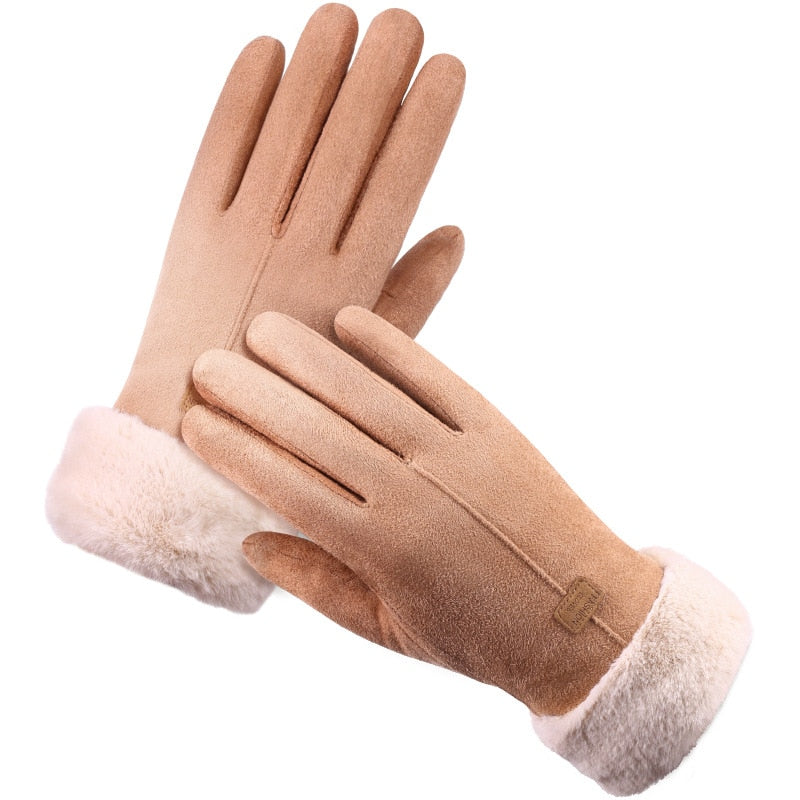 Winter Non-Inverted Velvet Cashmere Full Finger Warm Lace Gloves