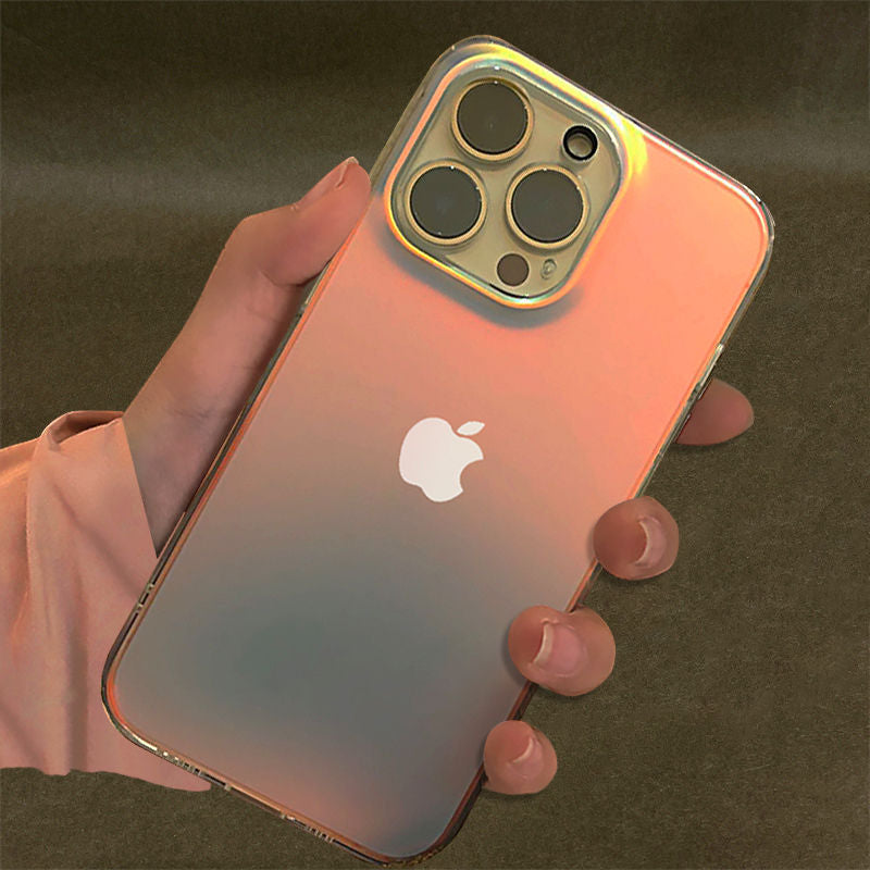 Matte Aurora Laser Gradient Phone Case For iPhone