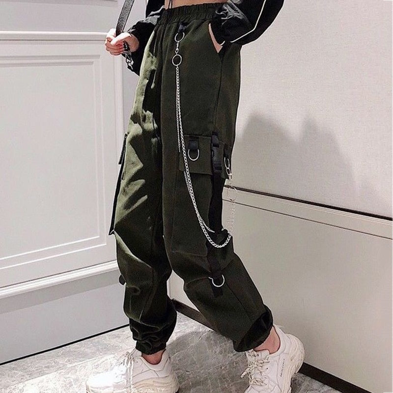 Dam Cargo Byxor/Harem Byxor/Punk Pockets Jogger Byxor