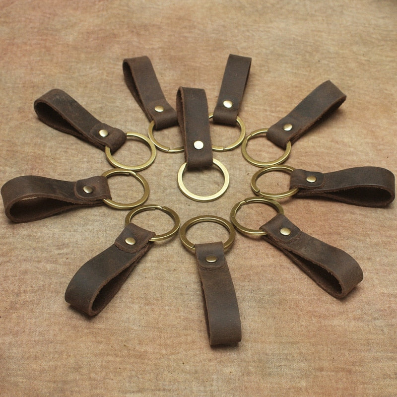 Handmade Lanyard Cowhide Single Circle Key Ring
