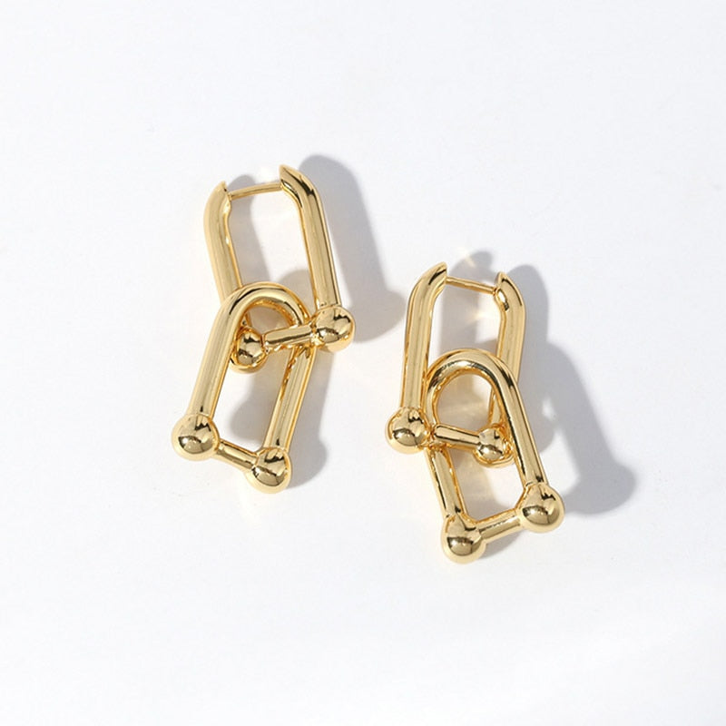 U-Shape France Gold/Silver Plated Elegant Earrings